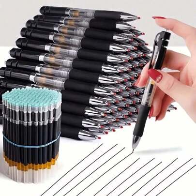 23 支/套大容量 0.5 毫米伸缩圆珠笔，黑色/红色/蓝色可更换笔芯，学生书写文具，学校办公用品返校