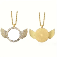 经典简约风格金色和银色定制水钻镶嵌天使之翼项链，独家照片，送给朋友、家人和爱人的个性化礼物 - 彩色 - 查看 9