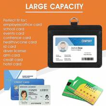 Portaidentificación de PU, cordón para gafete de trabajo para trabajadores, personal de fábrica, transporte público, estuche para tarjeta de control de acceso - Negro - Ver 5