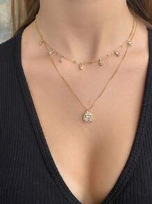 Zirconia Necklace, Delicate Gold Plated Semi-Jewelry - Vàng - Xem 3