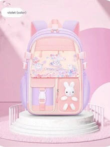 Nueva mochila linda para estudiantes de primaria, niñas de 6 a 12 años, ligera y de moda - arenas movedizas moradas - Ver 3