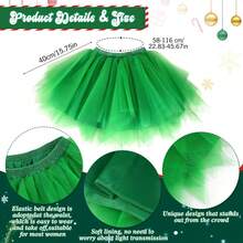 4件套圣诞条纹服装套装，蛋糕裙，角色扮演圣诞树，圣诞精灵，节日派对服装，拍照道具 - 綠色 - 查看 2