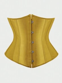 Underbust Corsets For Women,Corset Belt Tummy Control Lace Up Satin Corset,Under Boob Corset Women's Lingerie & Shapewear - 薑黃色 - 查看 1