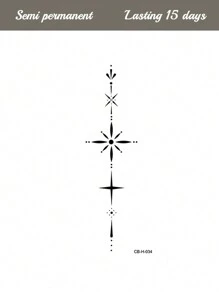 1 件草本汁半永久魔法纹身贴，创意个性化脊柱设计，14 天防水防汗，大手臂/胸部/背部临时纹身 - 藍色 - 查看 5