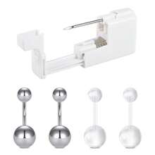 2-31pcs Body Septum Piercing Kit 14G 16G 18G 20G 22G Tools For Nose Tongue Lip Ear Eyebrow Belly Button Cartilage Tragus Industrial Barbell Helix Daith Piercing Jewelry Clamps