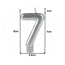 2 Number Birthday Candles Silver Glitter Shine - 17/71 years old - View 6