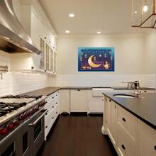 1 件无框帆布墙艺术。斋月新月和星星，抽象简约优雅法式北欧复古氛围，厨房艺术，餐厅装饰，桌面装饰，卧室墙壁装饰，现代时尚撞色手绘风格 - 彩色 - 查看 5