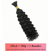 12A Human Braiding Hair For Boho Braids 100g 4 Bundles Water Wave Bulk Human Hair For Braiding 100% Unprocessed Brazilian Virgin Hair Braiding Extension Natural Color - Black - View 5