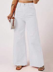 女式阔腿裤，街头风格户外休闲宽松长裤，夏季度假 - 白色 - 查看 2