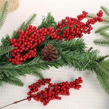 1/10/20/30pcs Red Artificial Berries Christmas Tree Decorations, Foam Holly Branches, Suitable For Christmas, Christmas Decorations, Room Decor, Home Decor, DIY Holiday Decor Accessories, Christmas Gift Wrapping Supplies, New Year Decorations - Red - View 3