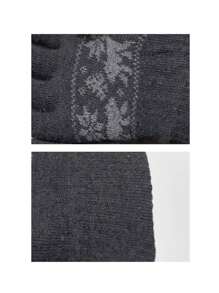 3 件套冬季骑行帽套装 - 户外护耳帽、保暖手套、围巾，是冬季运动爱好者、寒冷天气、滑雪、单板滑雪等的理想礼物选择，舒适的保暖内衬针织帽、围巾和手套套装 - 保暖防风户外配件，柔软温暖的冬季无檐小便帽，带保暖内衬，几何图案，袖口闭合，配有围巾和手套，适合户外活动 - 黑色 - 查看 6