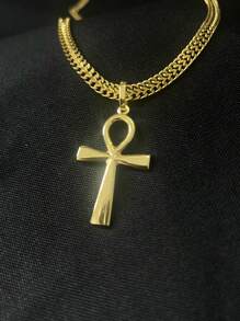 EMPEROR MEN'S CHAIN AND EGYPTIAN CROSS PENDANT GOLD PLATED - 金色 - 查看 4