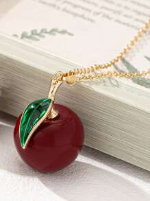 Cute Cherry Decor Pendant Necklace & Earrings Set, Suitable For Daily Wear And Party Gift - Burgundy - View 14