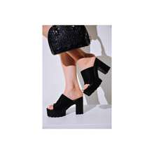 Cape Robbin Echoya Black Slip On Block Heel Open Round Toe Fashion Heeled Sandal - Black - View 4