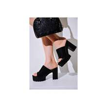 Cape Robbin Echoya Black Slip On Block Heel Open Round Toe Fashion Heeled Sandal - Black - View 5