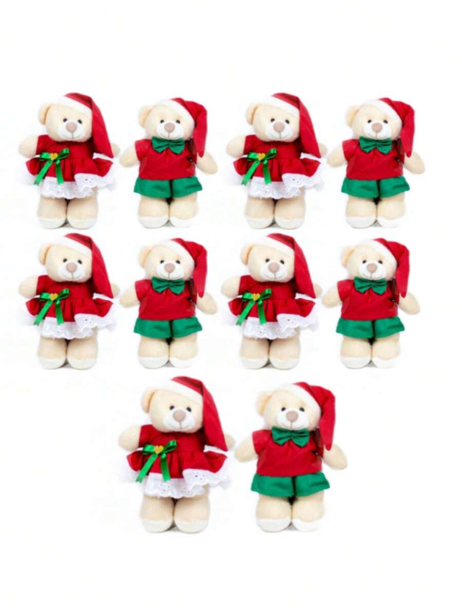 Family Christmas Teddy Bears 10 Pieces - Decorate Christmas Tree - 奶油 - 查看 1
