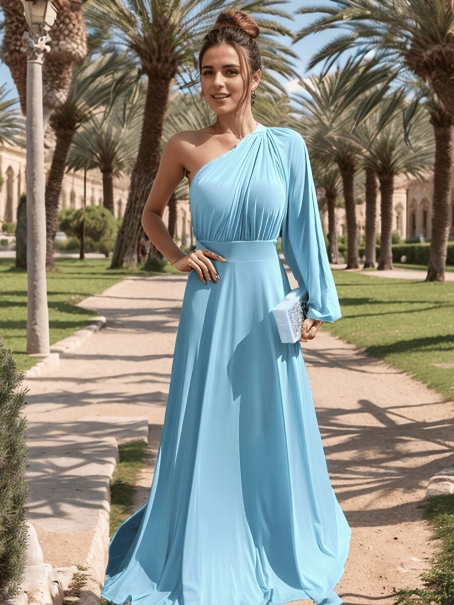 Long Party Dress Bridesmaid Wedding Guest Light Summer - 藍色 - 查看 1