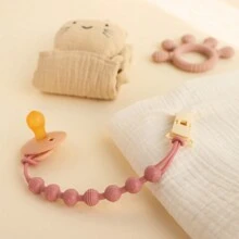 1 件装婴儿硅胶奶嘴夹，采用一体式珠子设计，柔软灵活的奶嘴夹，带纹理，适合男婴和女婴，新生儿必需品