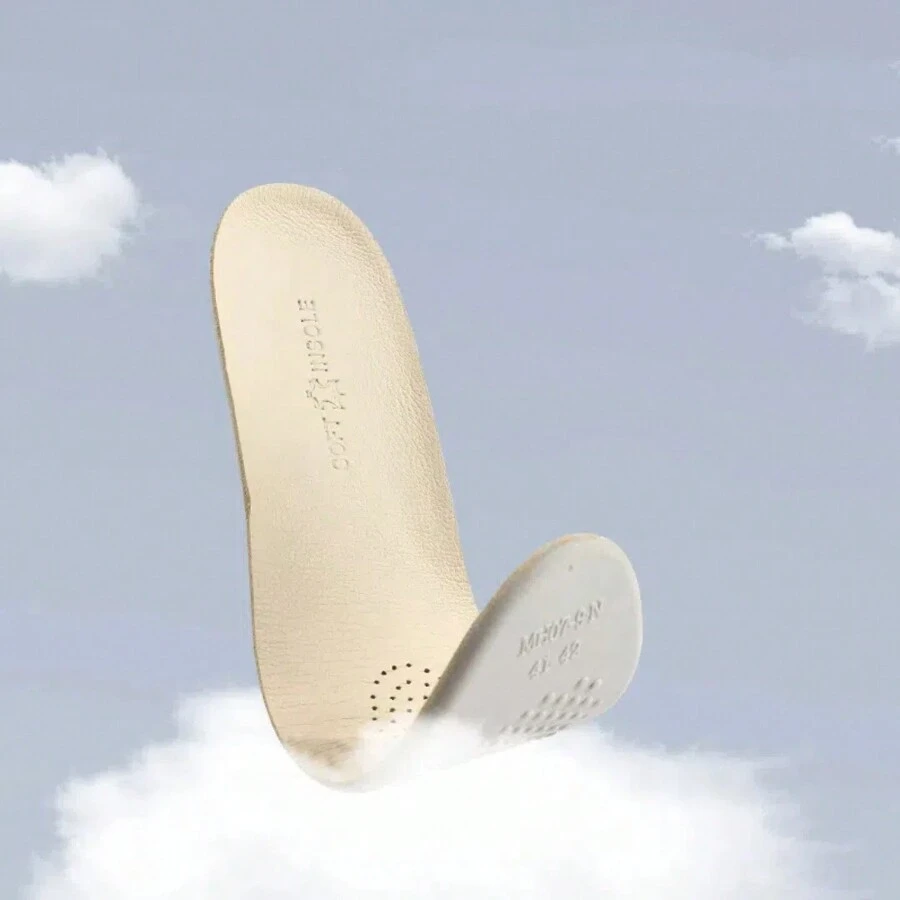 1 双羊皮鞋垫，皮革乳胶鞋垫，防痛，防臭，吸汗运动鞋，软底减震 - 米色 - 查看 1