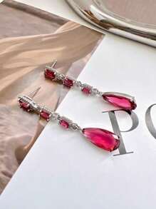 E.C Bijoux And Jewelry BEAUTIFUL LUXURY LONG ZIRCONIA EARRINGS - 銀色 - 查看 5
