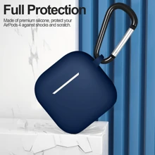 Silicone Protective Earphone Case For AirPds 1,2,3,4 And AirPd Pro 1,2,3 Shockproof Protective Cover With Keychain - Navy Blue - View 3