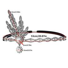 1/3 件 20 世纪 20 年代盖茨比风格头饰,珍珠和流苏金属叶发带,万圣节化妆舞会配饰 - 彩色 - 查看 6