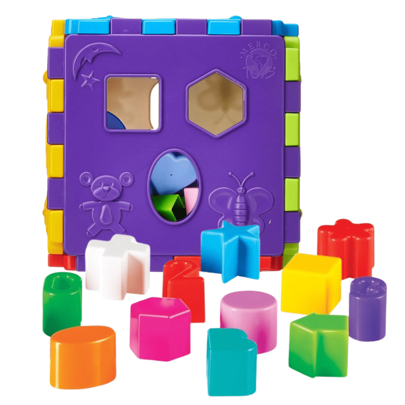 Cubo de Atividades para Bebês 18 Peças Formas Colorido Encaixar Didático 1 Ano