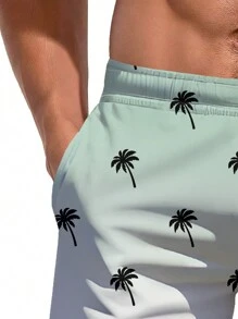 Men's 3D Gradient Hawaiian Printed Beach Shorts - Multicolor - View 5
