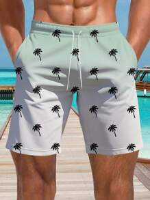 Men's 3D Gradient Hawaiian Printed Beach Shorts - Multicolor - View 4