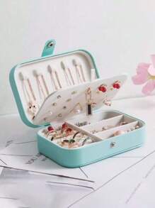 1pc Jewelry Storage Box, Portable Makeup Organizer Box For Necklace, Ring, Lipstick, Brush, Eyeshadow Palette, Cosmetics, Skincare, Nail Polish, Perfume, Stationery And Digital Accessories