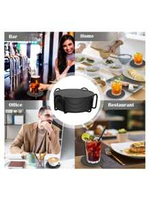 12 件圆形硅胶杯垫，黑色和灰色杯垫，用于饮料吸水，带支架，饮料硅胶杯垫，防滑，不粘，用于桌面保护的杯垫，适用于生日、乔迁、父亲节、桌面保护最佳礼物 - 彩色 - 查看 6