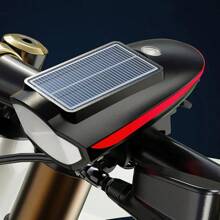 1pc Solar Powered Mountain Bike Light, Bright Night Riding Bell, Loud Ring Sound, Universal For Road Bicycle Front Light Horn
