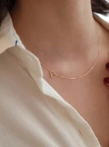 BALMORA 1 件纯银 S925 银复古优雅玫瑰金可爱心形吊坠项链女友时尚锁骨链日常生活珠宝礼物