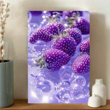Pintura en lienzo, diseño creativo de fresa morada, decoración del hogar, impresión, pintura, cartel, personalidad, adecuado para oficina en casa, sala de estar, bar, decoración de dormitorio de niña, ideal para regalos de cumpleaños y días festivos - Enmarcado - Ver 2
