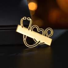 Custom Engrave Name Stethoscope Brooch Tooth Pins Stainless Steel Jewelry For Women Personalized Pins Doctors Nurses Gifts - Gold - View 2