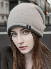 1pc Women Thick Knit Beanie Hat, Warm Winter Headwear, Autumn/Winter Fashion Folded Brim Knitted Cap, Suitable For Outdoor, Skiing, Travel And Everyday Use - MM528 - View 8