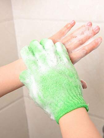 Luvas esfoliantes para banho, luvas de chuveiro reutilizáveis para esfoliação, esfoliação das costas, massagem e esfoliação corporal, acessórios de limpeza corporal, luvas esfoliantes para banho/spa/massagem e esfoliação corporal, bolsa, organizador, armazenamento, presilhas de cabelo