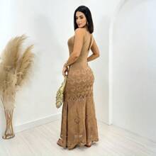 Women's Long Dress With Lining Christmas New Year's Eve Parties - Lạc đà - Xem 3