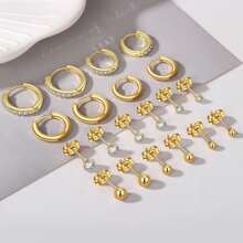 Juego de 10 pares de pendientes de acero inoxidable para múltiples perforaciones, ligeros, pequeños aros Huggie, pendientes de circonita cúbica para mujer, pendientes hipoalergénicos para el cartílago