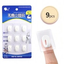 meike 9个/套 超小型半透明隐形粘钩，节日装饰钩，可用于固定灯饰、房间装饰、丝带、珠宝、钥匙和数据线。采用坚固的塑料材质，手指大小，防水，最大承重1公斤，可承受高达60摄氏度的户外高温，不易脱落。是生日、毕业、家居装饰、圣诞节装饰、冬季圣诞装饰、家居圣诞礼物、圣诞装饰品的理想之选。 - 9個裝 - 查看 14