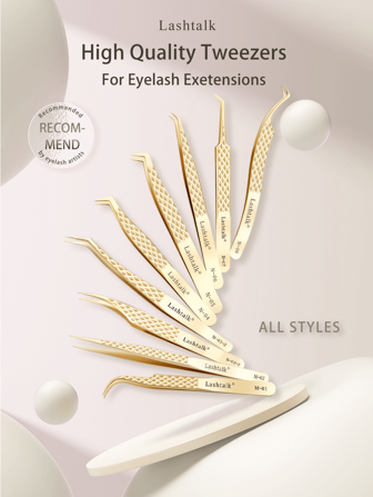  Lashtalk 1Pc Eyelash Extension Tweezers Makeup Tools Stainless Steel Non-Magnetic Pincet Volume Fake Lashes Supplies 3D Accurate