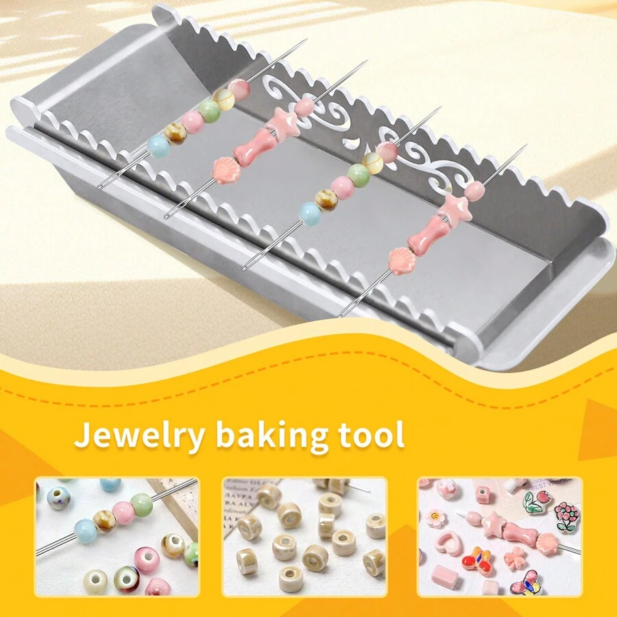 1 件不锈钢珠子烘焙架、聚合物粘土工具、粘土珠子干燥架、珠宝制作用品 - 金色 - 查看 1