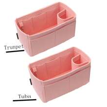 1个多功能大容量收纳袋，毛毡内衬，毛毡小袋，毛毡化妆包，毛毡钱包，洗漱包，旅行收纳包 - 咖啡棕 - 查看 5