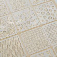 6 件/套可重复使用可清洗软 PVC 纹理花卉和植物自然模板用于印刷、穿孔模板 - 白色 - 查看 8