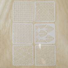 6 件/套可重复使用可清洗软 PVC 纹理花卉和植物自然模板用于印刷、穿孔模板 - 白色 - 查看 10