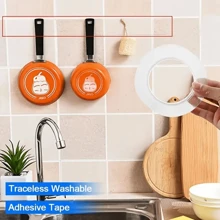 1pc Double Sided Adhesive Tape, Heavy Duty Transparent Washable Ultra-Strong Two Sided Mounting Tape, Strips For Decoration - Clear - View 4