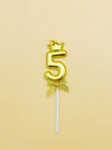 1 件金色和银色皇冠形数字生日蜡烛，可爱公主皇冠蜡烛，适用于新年派对庆祝彩色数字蜡烛、生日蜡烛、生日装饰、生日快乐、蛋糕蜡烛、房间装饰礼物毕业 - 彩色 - 查看 51