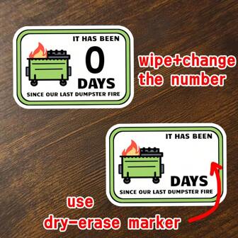 1 件垃圾箱火灾天数计数贴纸、垃圾箱火灾贴纸、干擦记号笔贴纸、工作贴纸、笔记本电脑贴纸、士气贴纸、工作幽默 | 聚乙烯贴纸、水瓶贴花、耐用乙烯基，适合日常使用