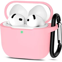 Silicone Protective Earphone Case For AirPds 1,2,3,4 And AirPd Pro 1,2,3 Shockproof Protective Cover With Keychain - Baby Pink - View 1