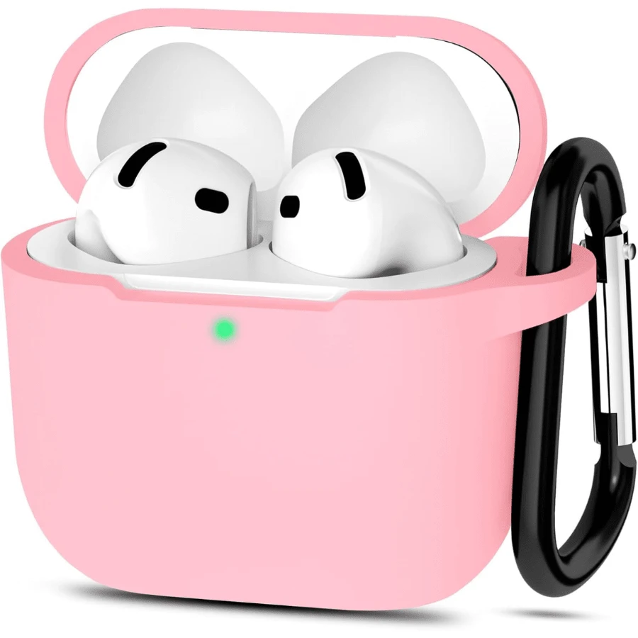 Silicone Protective Earphone Case For AirPds 1,2,3,4 And AirPd Pro 1,2,3 Shockproof Protective Cover With Keychain - Baby Pink - View 1